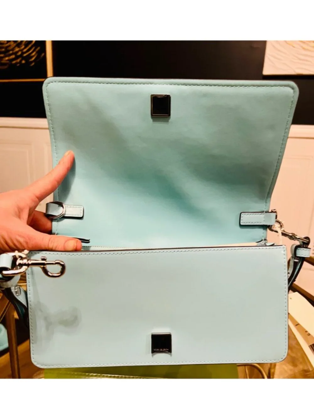 Tory Burch Robinson Blue Emerson Convertible Shoulder Bag